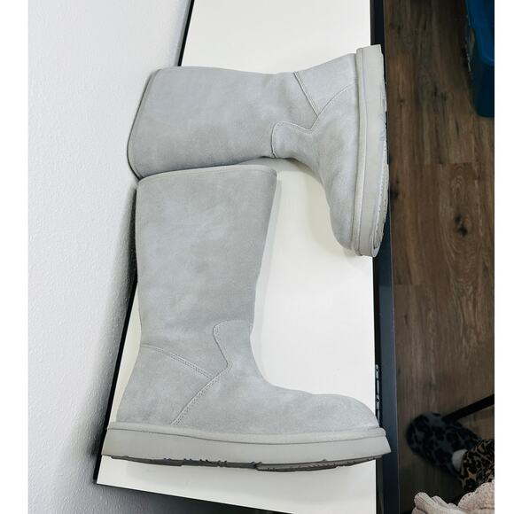 Ugg Blue Gray Alber Flat Heel Shearling Lined Suede Boot Side Zip 8 - Picture 8 of 15